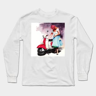 Fifties Lambretta Girl Long Sleeve T-Shirt